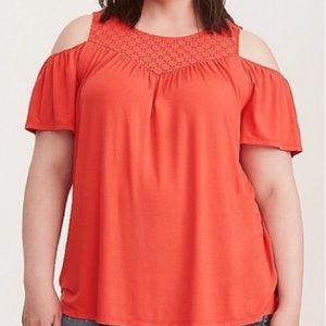 Torrid Cold Shoulder Eyelet Top